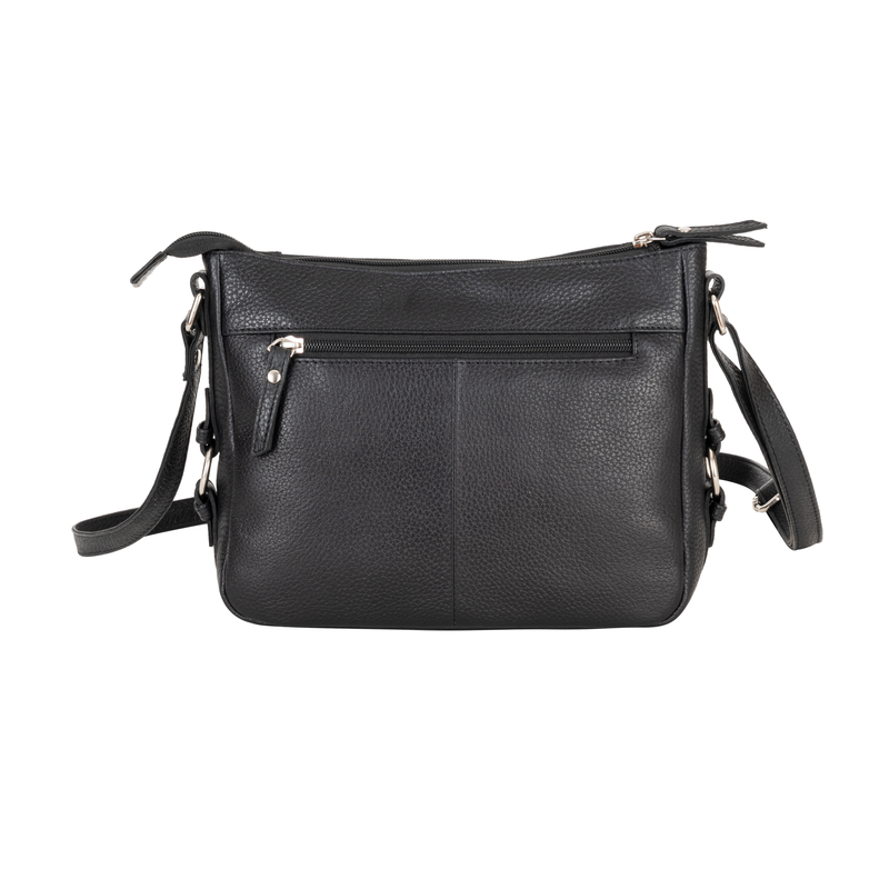 Harper Compact Leather Crossbody Bag – Classic Black