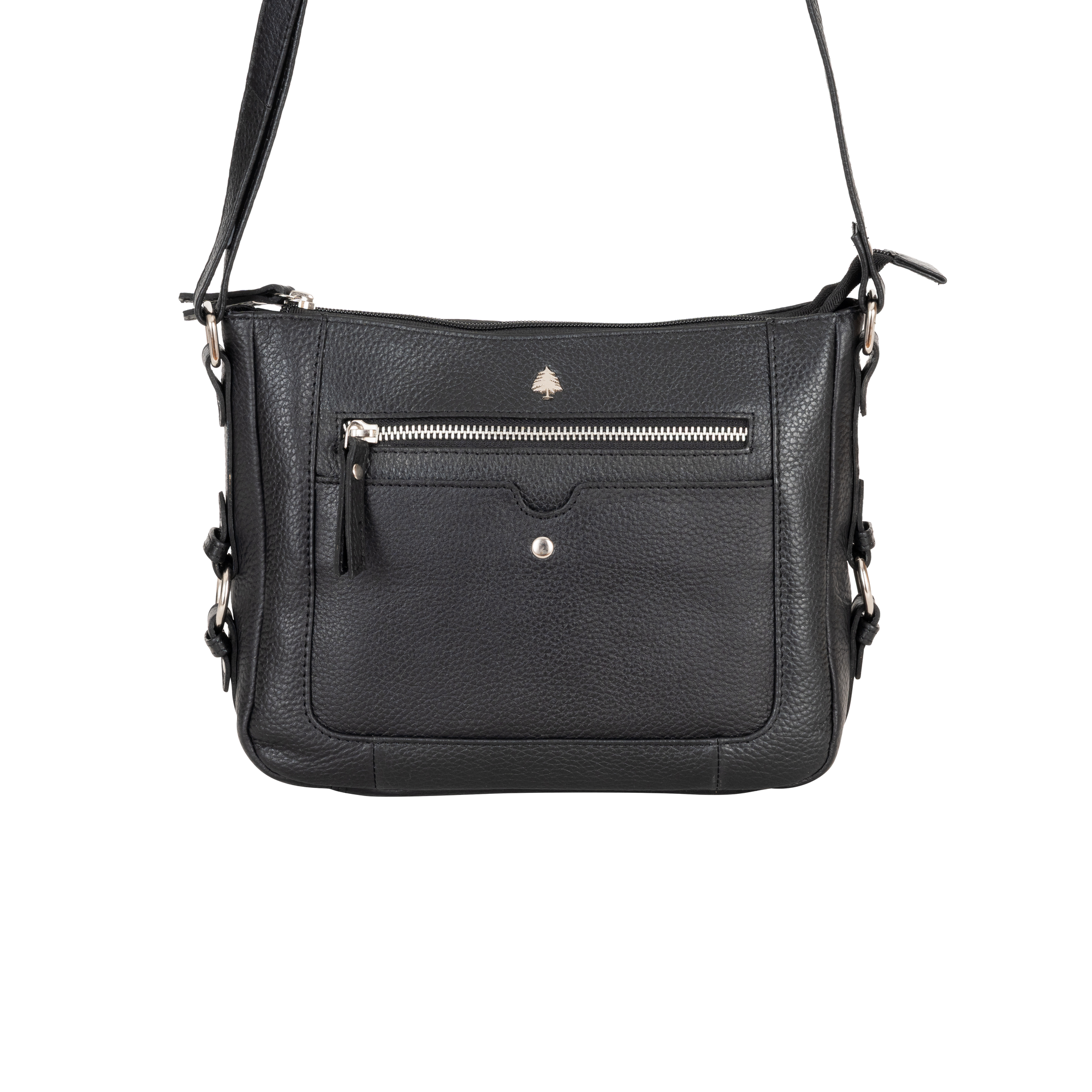 Harper Compact Leather Crossbody Bag – Classic Black