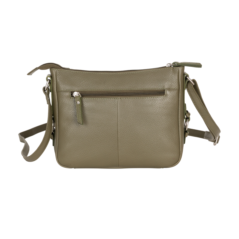 Harper Compact Leather Crossbody Bag – Olive Green