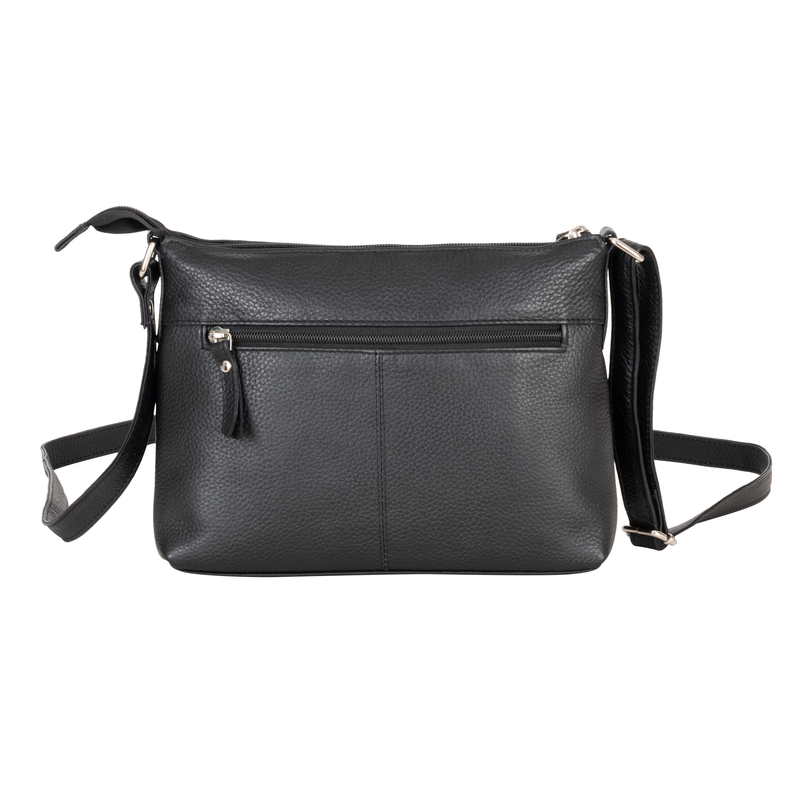Mila Multi-Pocket Leather Crossbody Bag – Classic Black