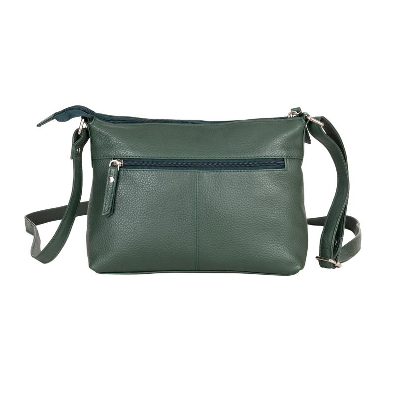 Mila Multi-Pocket Leather Crossbody Bag – Evergreen