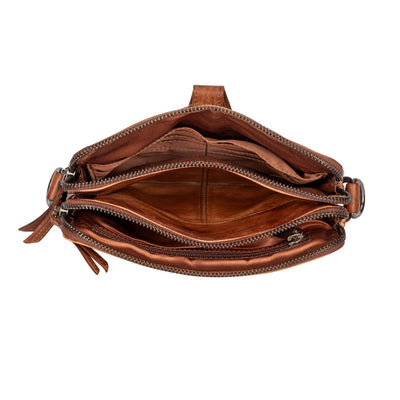 The Elena | Women's Cognac Washed Leather Crossbody Bag | Greenwood Leather - Greenwood Leather