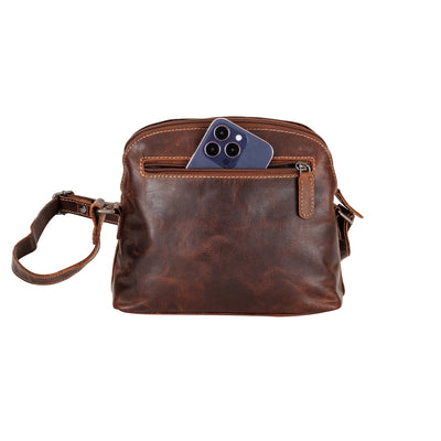 The Explorer Compact Crossbody – Vintage Sandal Leather Bag - Greenwood Leather