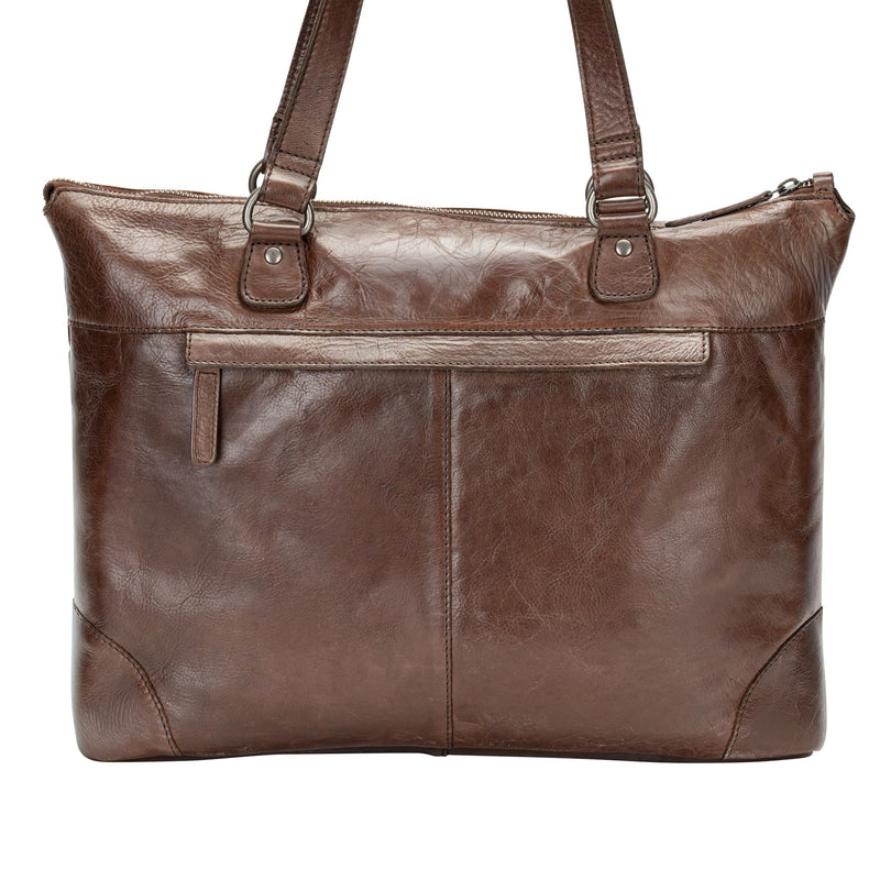 The Harlow Tote Bag — Espresso Brown Leather Work Tote - Greenwood Leather