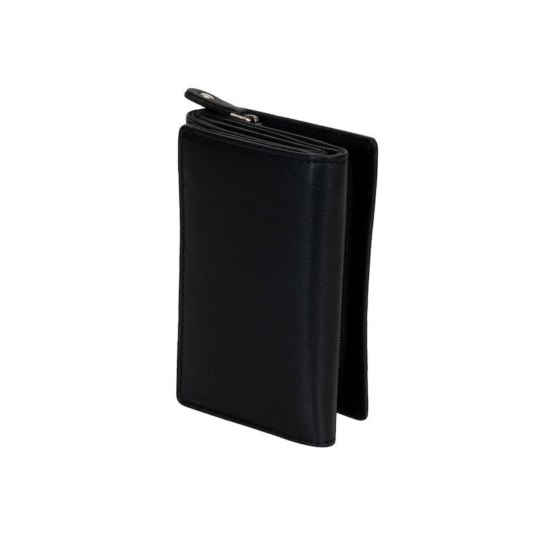 The Harvest — Women's Black Leather Bifold Wallet with Zip Coin Purse & RFID Protection - Greenwood Leather