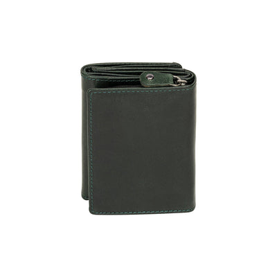 The Harvest — Women's Bottle Green Leather Bifold Wallet with Zip Coin Purse & RFID Protection - Greenwood Leather