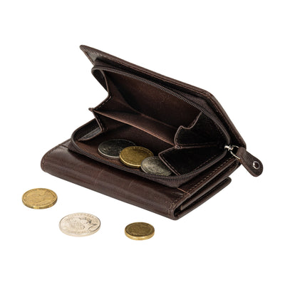 The Harvest — Women's Brown Leather Bifold Wallet with Zip Coin Purse & RFID Protection - Greenwood Leather