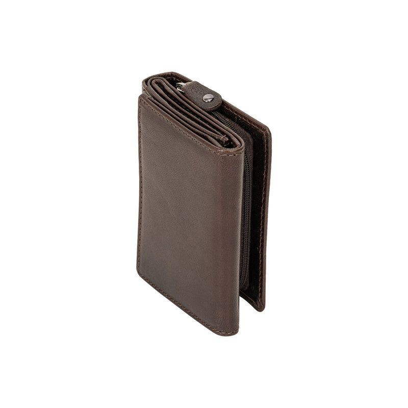 The Harvest — Women's Brown Leather Bifold Wallet with Zip Coin Purse & RFID Protection - Greenwood Leather