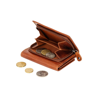 The Harvest — Women's Camel Leather Bifold Wallet with Zip Coin Purse & RFID Protection - Greenwood Leather
