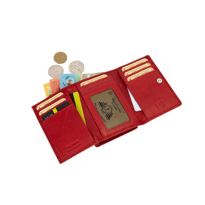 The Harvest — Women's Red Leather Bifold Wallet with Zip Coin Purse & RFID Protection - Greenwood Leather