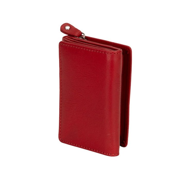 The Harvest — Women's Red Leather Bifold Wallet with Zip Coin Purse & RFID Protection - Greenwood Leather