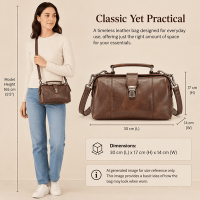 The Hazel Leather Doctor Bag – Vintage Brown Crossbody Handbag - Greenwood Leather
