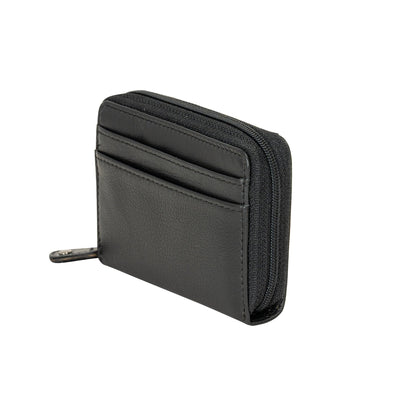 The Midnight | Women's Black Leather Zip - Around Accordion Card Wallet | Greenwood Leather - Greenwood Leather