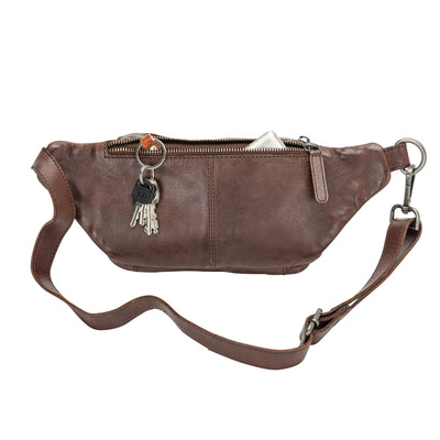 The Rambler Bum Bag – Vintage Dark Brown Leather Waist Bag with Crossbody Strap - Greenwood Leather