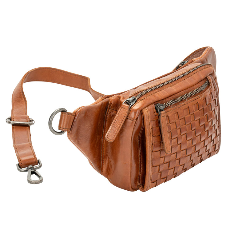 The Rambler Bum Bag – Vintage Tan Leather Waist Bag with Crossbody Strap - Greenwood Leather