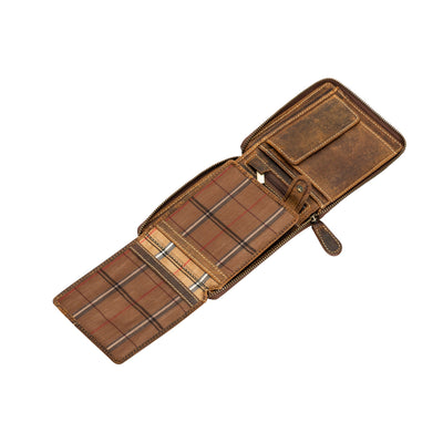 The Roadster Biker Wallet — Vintage Hunter Leather Zip Wallet - Greenwood Leather