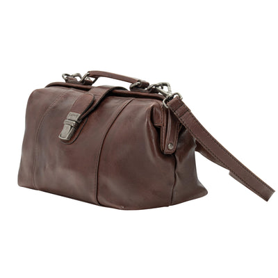 The Sawyer Doctor's Bag — Vintage Washed Leather Top Handle Satchel (Brown) - Greenwood Leather