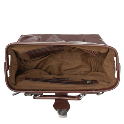 The Sawyer Doctor's Bag — Vintage Washed Leather Top Handle Satchel (Brown) - Greenwood Leather