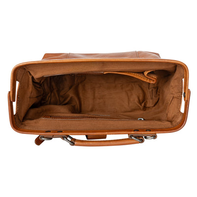 The Sawyer Doctor's Bag — Vintage Washed Leather Top Handle Satchel (Cognac) - Greenwood Leather