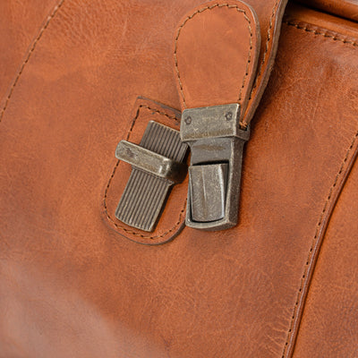 The Sawyer Doctor's Bag — Vintage Washed Leather Top Handle Satchel (Cognac) - Greenwood Leather