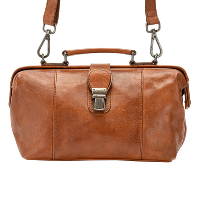The Sawyer Doctor's Bag — Vintage Washed Leather Top Handle Satchel (Cognac) - Greenwood Leather