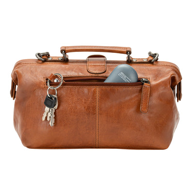 The Sawyer Doctor's Bag — Vintage Washed Leather Top Handle Satchel (Cognac) - Greenwood Leather