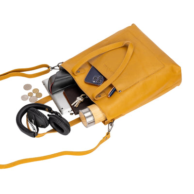 Classic Leather Tote Bag Bunbury - Yellow - Greenwood Leather