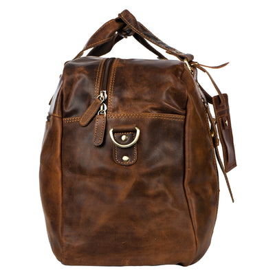 Voyager Leather Weekend Bag – Full Grain Oil Pull-Up Leather Travel Duffel (Sandal) - Greenwood Leather