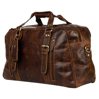 Voyager Leather Weekend Bag – Full Grain Oil Pull-Up Leather Travel Duffel (Sandal) - Greenwood Leather