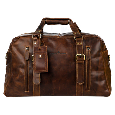 Voyager Leather Weekend Bag – Full Grain Oil Pull-Up Leather Travel Duffel (Sandal) - Greenwood Leather