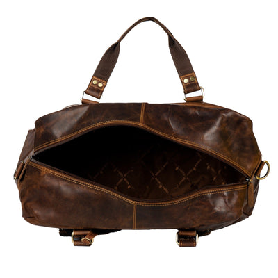 Voyager Leather Weekend Bag – Full Grain Oil Pull-Up Leather Travel Duffel (Sandal) - Greenwood Leather