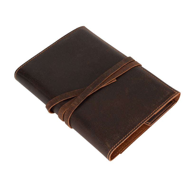 Wren – Refillable Leather Journal, Wrap Closure Notebook Cover, Sandal - Greenwood Leather
