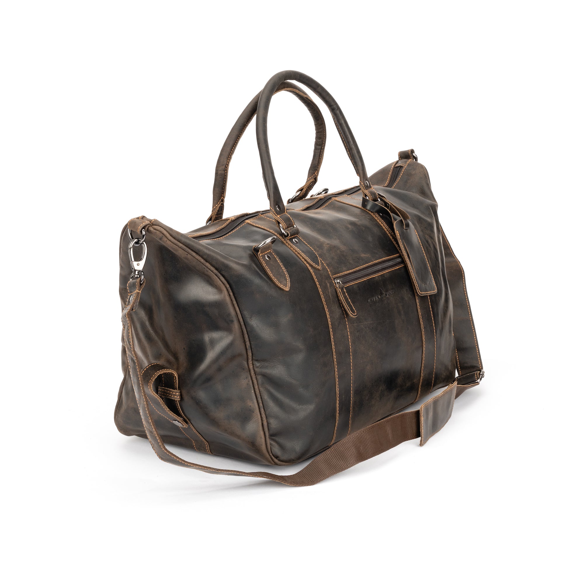 brown leather weekend bag
