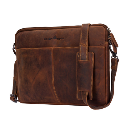 Leather Laptop Sleeve - MacBook Pro/Air 13 / 15 / 16 inch sleeve with Strap - Sandal - Greenwood Leather