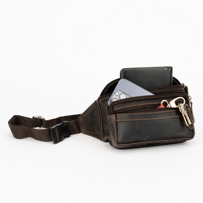 Leather Bum Bag Dark Brown Echuca - Leather Greenwood Bag | The Greenwood Leather Online Shop Australia