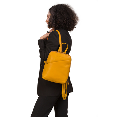 Leather Women's Backpack Claire - Yellow - Greenwood Leather