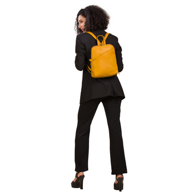 Leather Women's Backpack Claire - Yellow - Greenwood Leather