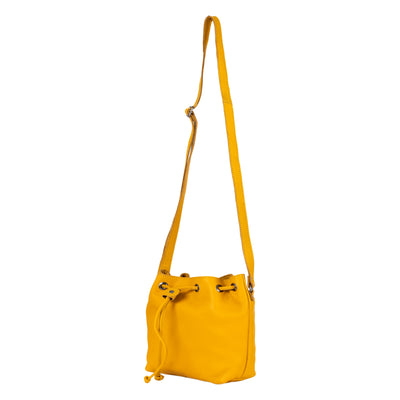 Leather Small Cross Body Bucket Bag - Albany Yellow - Greenwood Leather