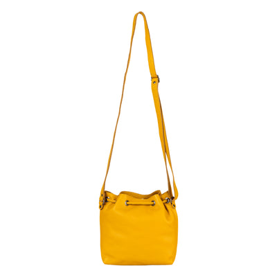 Leather Small Cross Body Bucket Bag - Albany Yellow - Greenwood Leather