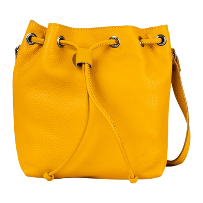 Leather Small Cross Body Bucket Bag - Albany Yellow - Greenwood Leather