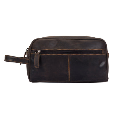 Leather Toiletry Bag Brown - Geelong - Greenwood Leather