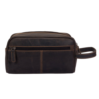 Leather Toiletry Bag Brown - Geelong - Greenwood Leather