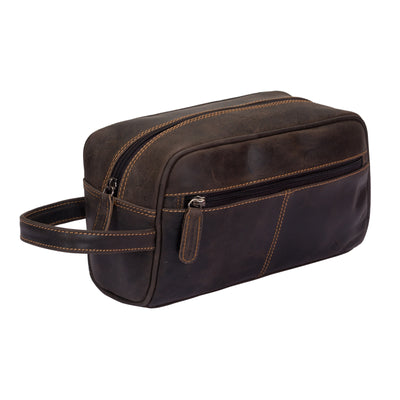 Leather Toiletry Bag Brown - Geelong - Greenwood Leather