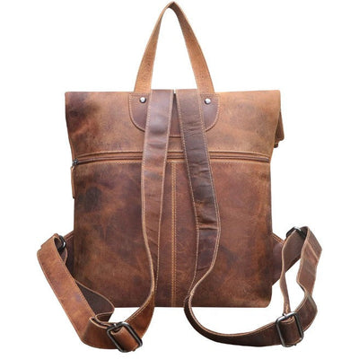 Women Leather Backpack with roll top - Sandy - Leather Greenwood Bag | The Greenwood Leather Online Shop Australia