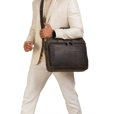 Apollo Full - Grain Leather Briefcase – Classic Work & Travel Bag for Men & Women - Greenwood Leather