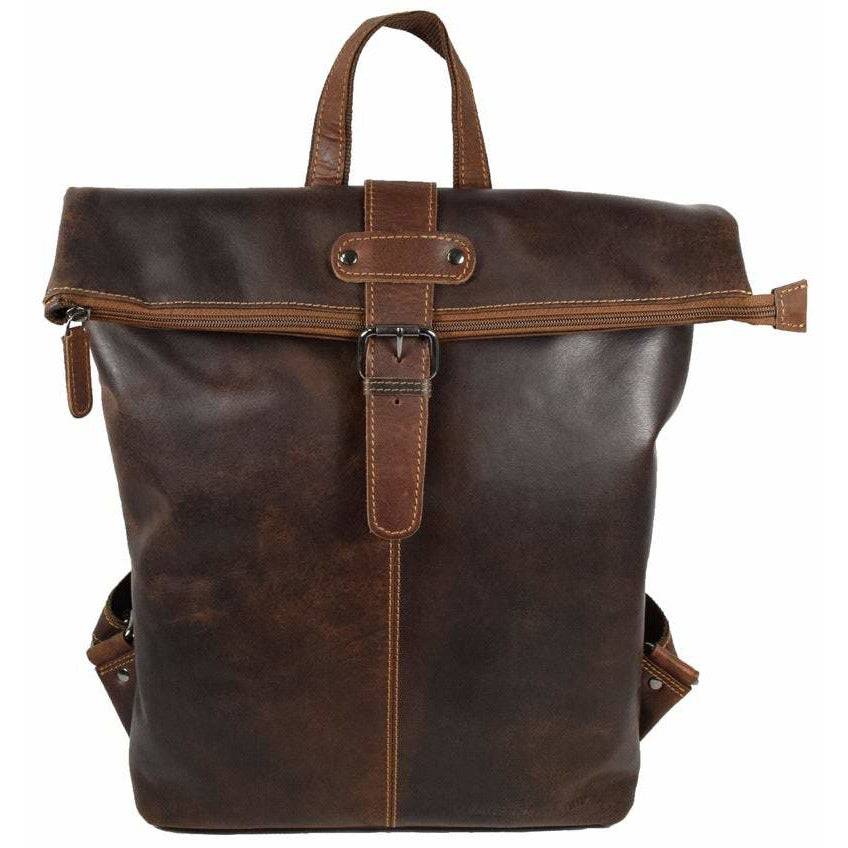 Birchwood Roll-Top Leather Backpack – Vintage Full Grain Leather Laptop Backpack | Medium & Large - Greenwood Leather