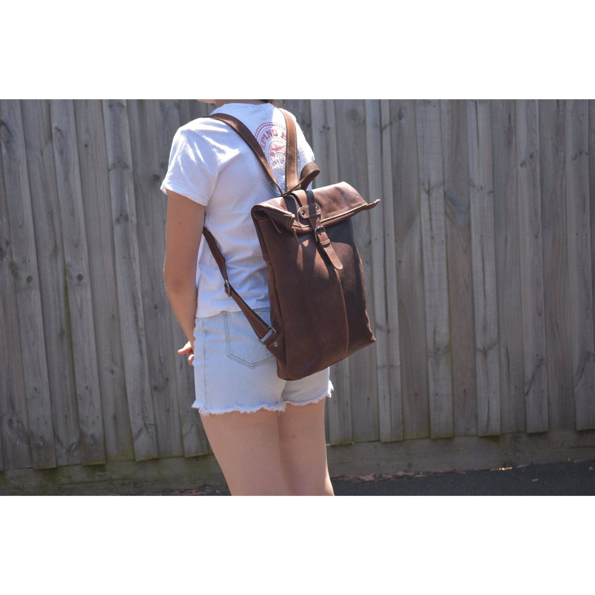 Birchwood Roll-Top Leather Backpack – Vintage Full Grain Leather Laptop Backpack | Medium & Large - Greenwood Leather
