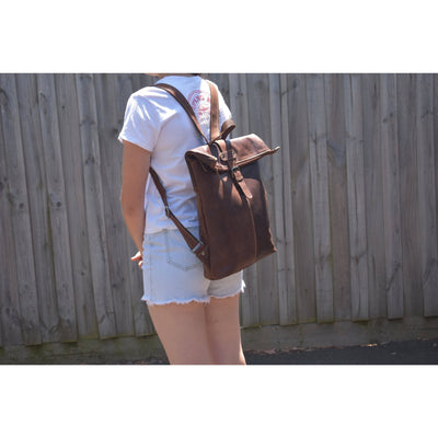 Birchwood Roll-Top Leather Backpack – Vintage Full Grain Leather Laptop Backpack | Medium & Large - Greenwood Leather