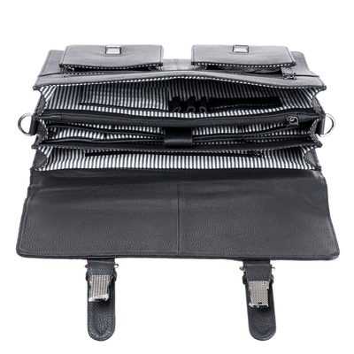 Gerhard 15,6 " Laptop Bag/Briefcase - Black - Greenwood Leather