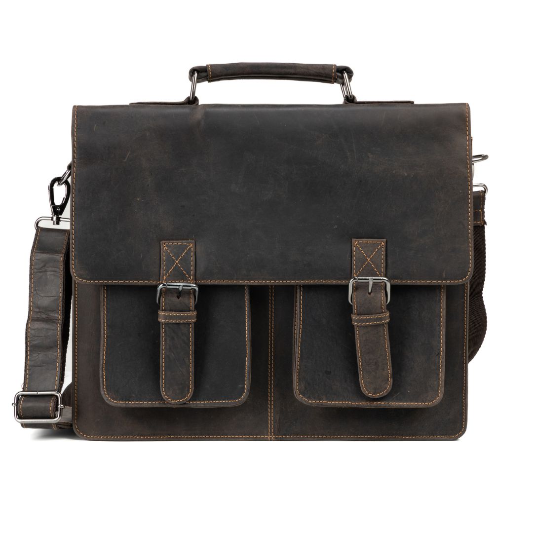 JOSH 15,6" LAPTOP BAG/BRIEFCASE - BROWN - Leather Greenwood Bag | The Greenwood Leather Online Shop Australia